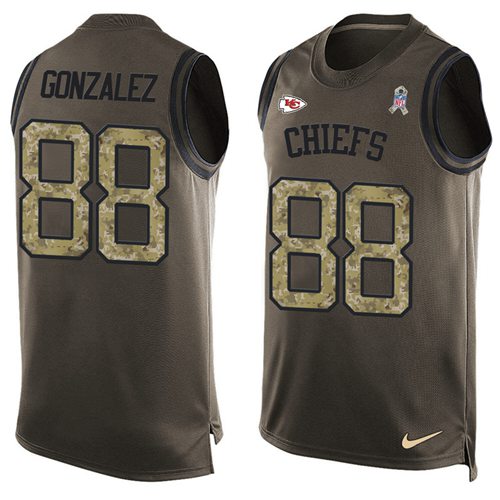 Nike Chiefs #88 Tony Gonzalez Green Men's Stitched NFL Limited Salute To Service Tank Top Jersey